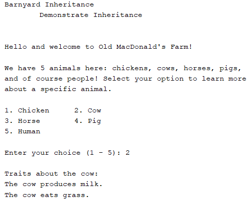 Picture of inheritance project. 