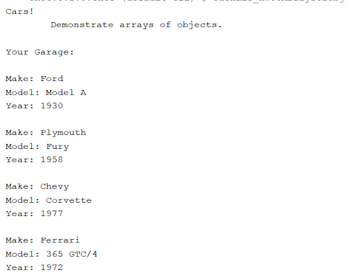 Picture of simple car collection project. 